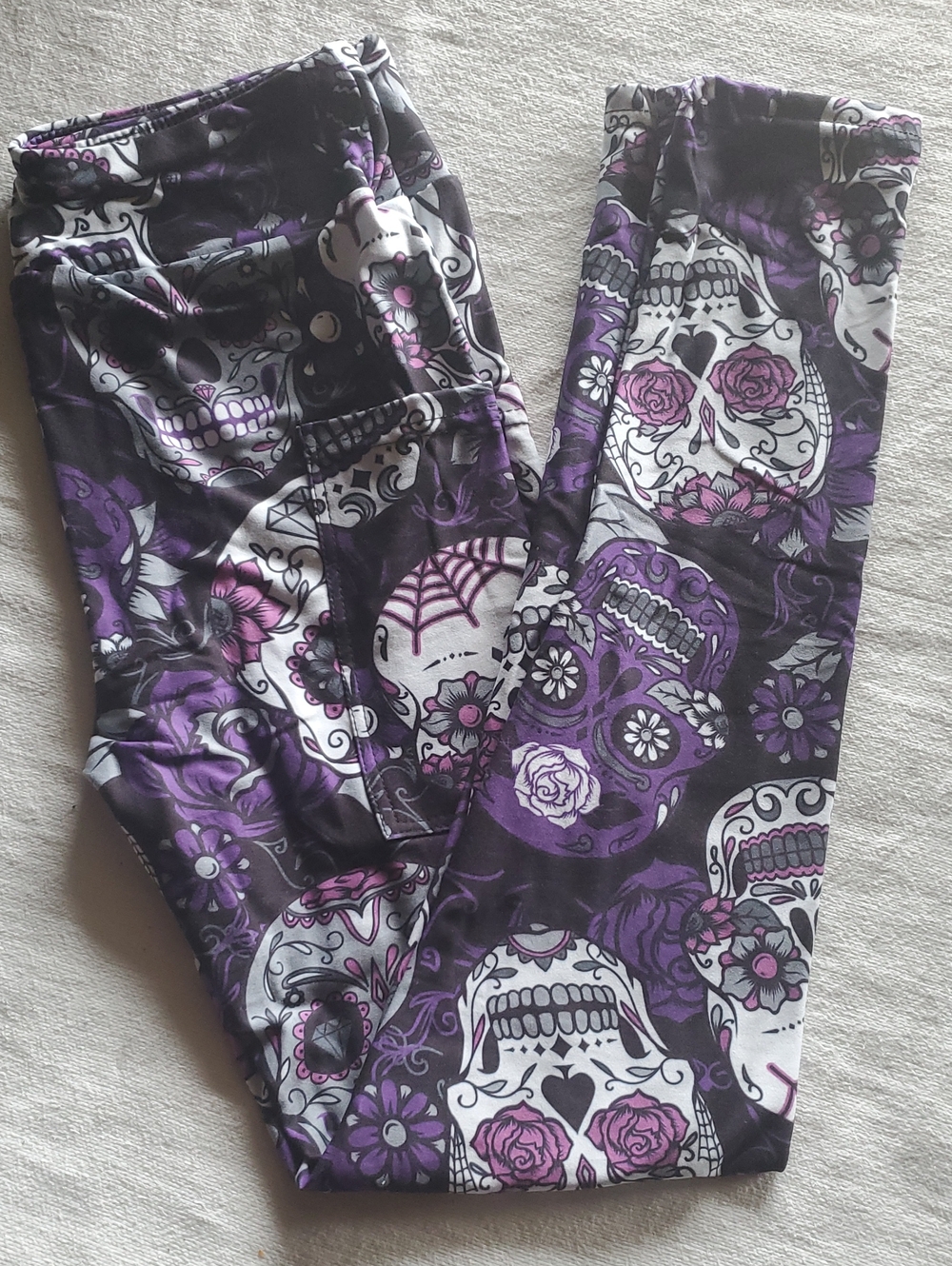 Tween Purple Sugar Skull Leggings